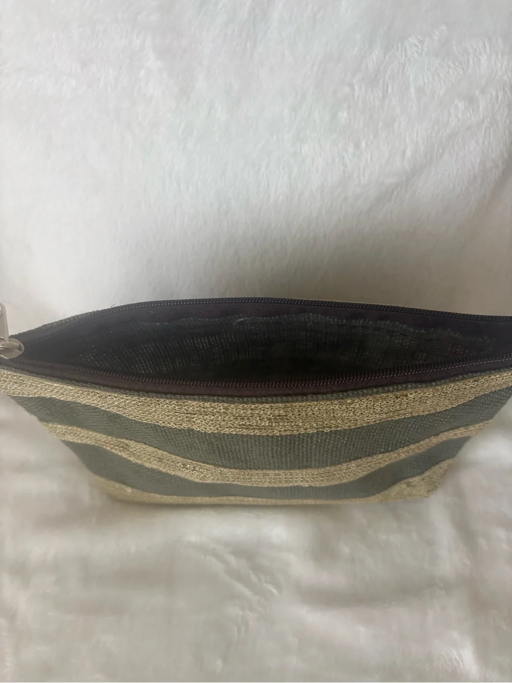 NWT Muche et Muchette Olive Green & Gold Sequin Clutch Pouch